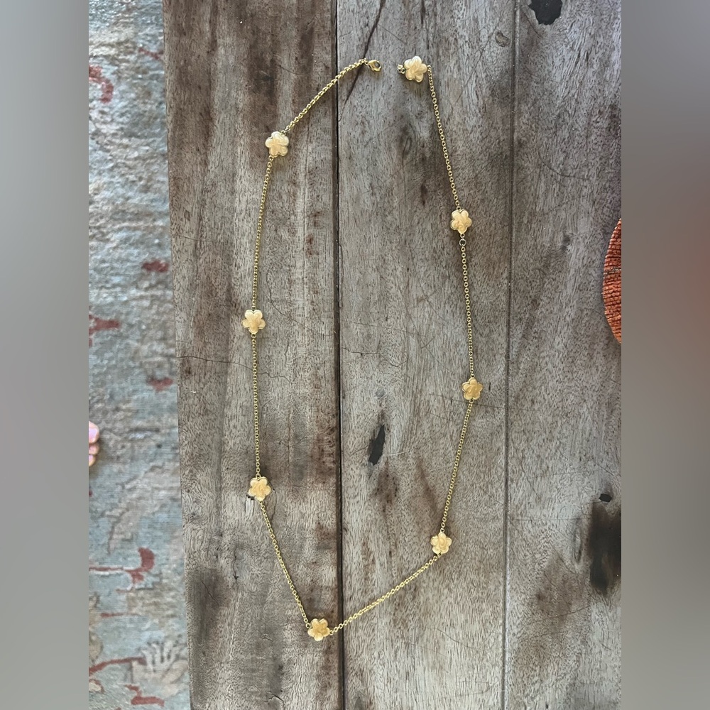 Gold and enamel flower necklace